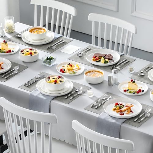 MALACASA 18 Pcs Porcelain Plates and Bowls Sets, Dinnerware Set