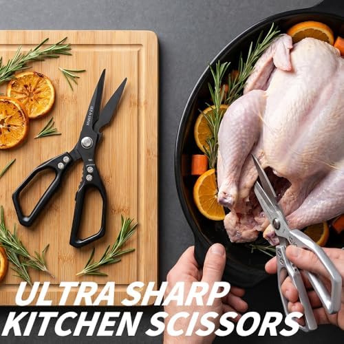 Kitchen Scissors Set 2PCS, Kitchen Shears Heavy Duty Poultry Shear Japan Meat