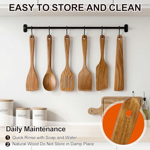 6 Pack Acacia Wood Spatula Set Non Toxic Kitchen Utensils