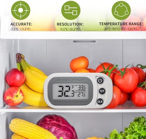 Digital Frigerator Thermometer, Waterproof Fridge and Freezer Thermometer 4 Pack