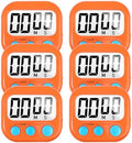 AOUCE Digital Kitchen Timers for Cooking, Timer for Kids 6 Pack Orange