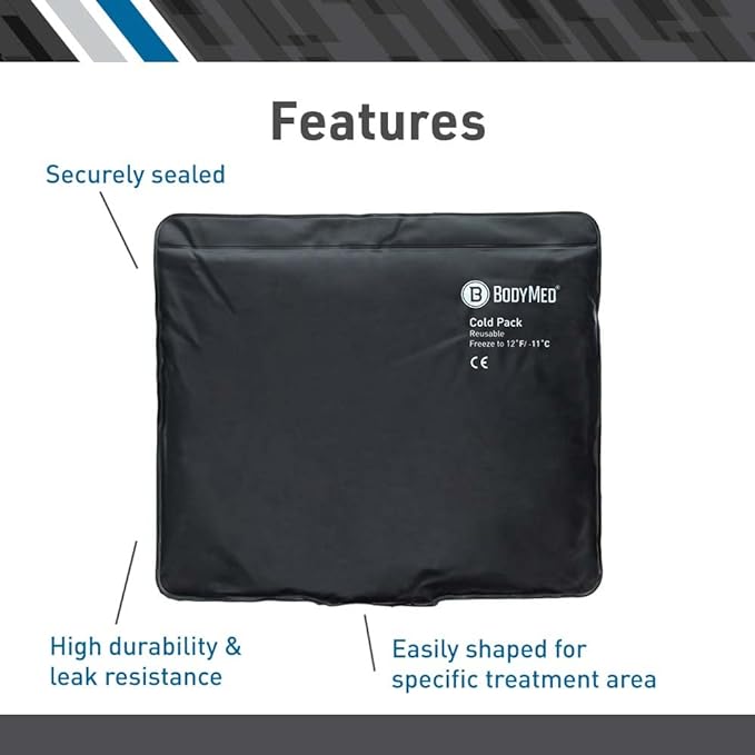 BodyMed Heavy Duty Reusable Urethane Ice Pack for Neck - Professional Grade Cold Therapy for Injuries, Aches, Swelling, Bruises, Sprains - 23 in. Long (Neck Contour)