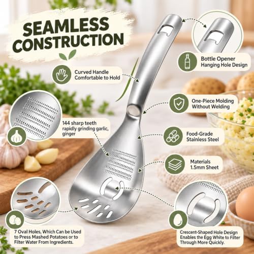 5-in-1 430 Stainless Steel Cooking Spoon, Egg Yolk Separator