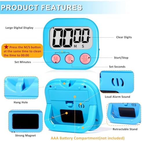 ZILLEEN Classroom Timer for Kids Teachers 2 Pack Digital Timers Blue White