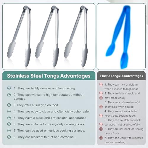12 Pack Buffet Tongs Serving Tongs Stainless steel Kitchen Tongs 7inch