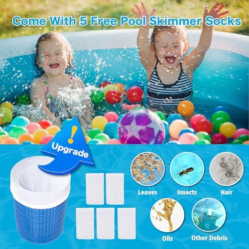 Above Ground Pool Skimmer with 5 Skimmer Socks, Wall Mount Surface Skimmer with