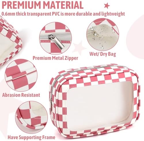 YOPCDJ 3PCS Clear Toiletry Bag, TSA Approved Travel Makeup Pouch