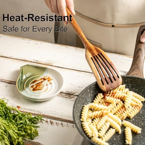 Ceramic Spoon Rest for Kitchen Counter, Large Spoon Holder Nonstick