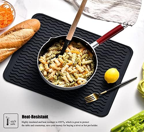 Silicone Dish Drying Mat, Non-Slip Easy Clean Sink Mat, Dark Blue