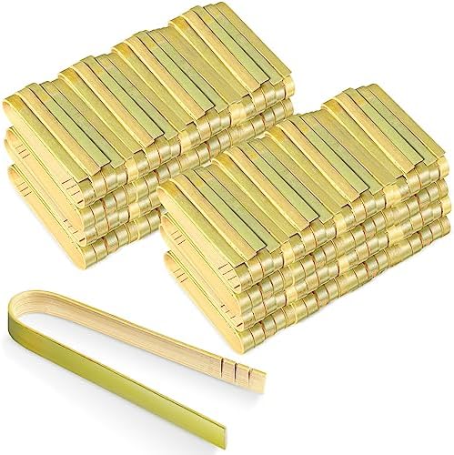 Chengu 240 Pcs Mini Bamboo Tongs Disposable Serving Appetizer, 4.7 Inch