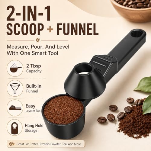 2-In-1 Measuring Spoon, Coffee Scoop Funnel Combo