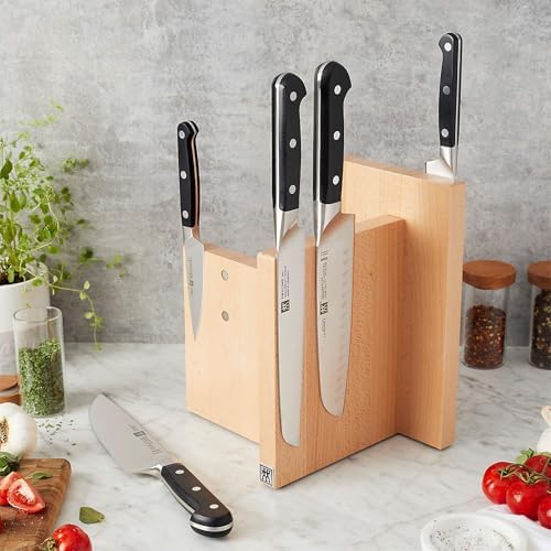 ZWILLING Square Magnetic Knife Block, Made in Italy, Natural Beechwood Kitchen