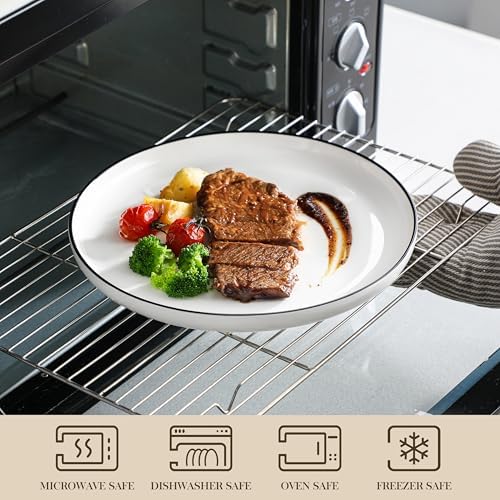 MALACASA 24 Pcs Porcelain Plates and Bowls Sets, Dinnerware Set