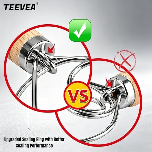 TEEVEA Danish Dough Whisk Stainless Steel Wooden Handle