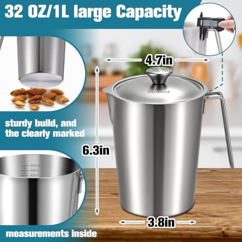 3 Pcs 32 oz Stainless Steel Pitcher