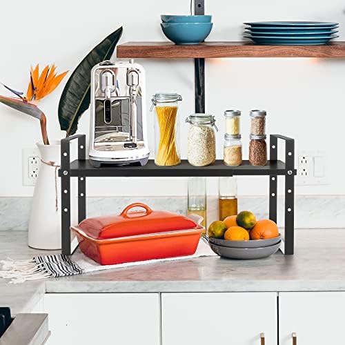 Across-Star Expandable Cabinet Shelf Organizer Rack, Stackable Kitchen Counter