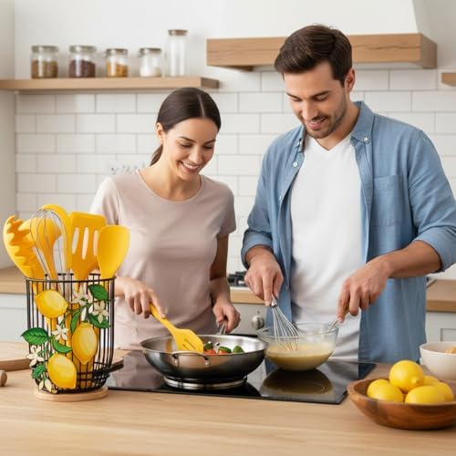 7 Pcs Lemon Kitchen Decor and Accessories Silicone Cooking Utensils Set
