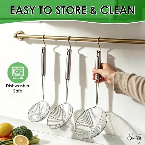 Swify Spider Strainer Set of 3 Asian Strainer Ladle Stainless Steel Wire