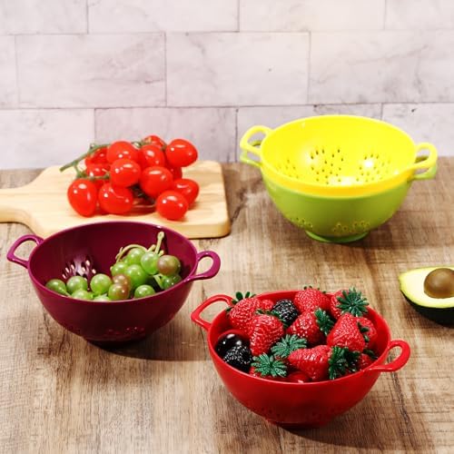 Baderke 4 Pack Mini Colander Plastic Berry Strainer