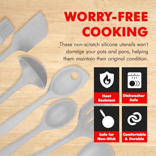 Chef Craft - Premium Silicone Kitchen Tools and Utensils Set, Non-Scratch