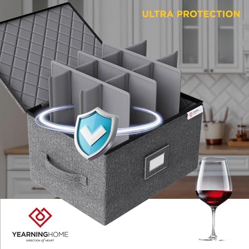 YearningHome 2 Pack Wine Glass Storage Box