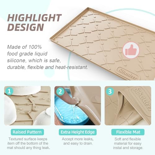 SIKADEER Waterproof Under Sink Mat 37" x 22" Silicone Mat Cabinet Protector