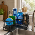 Sink Caddy with Drain, L-Shaped Sponge Holder
