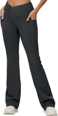 baleaf Women's V Crossover Flare Leggings with Pockets Yoga Pants High Waist Casual Workout Gym Bell Bottom Leggings
