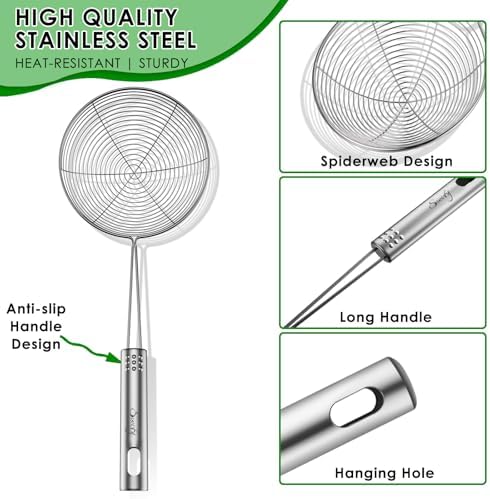 Swify Spider Strainer Set of 3 Asian Strainer Ladle Stainless Steel Wire