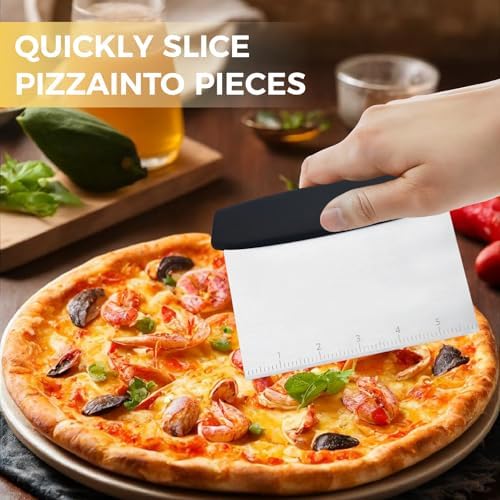 Bench Scraper, Stainless Steel Food Scraper Tool, Dough Scraper and Pastry