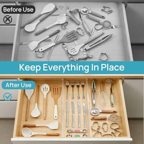 Vtopmart 4 Pack Shallow Drawer Dividers, 2.36" High 12.5"-20.8" Adjustable