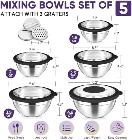 Herogo 5-Piece Mixing Bowls
