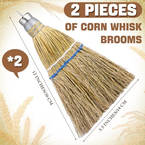 Suclain 2 Pcs 12" Hand Held Whisk Broom Corn Straw