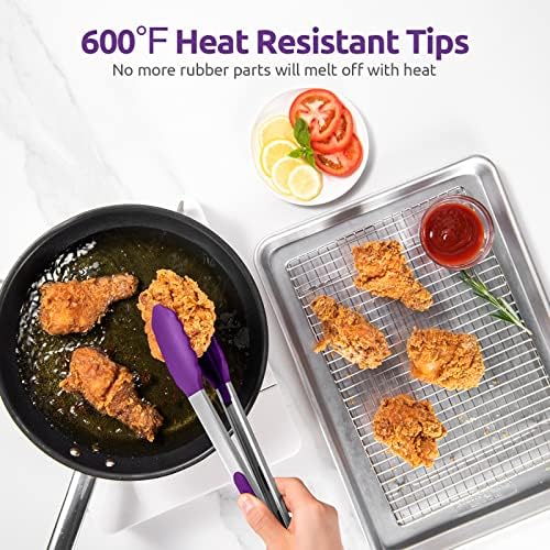 U-Taste Kitchen Tong for Cooking, 600ºF Heat-Resistant Silicon, 12in/Purple