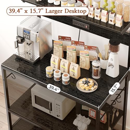 SUPERJARE Bakers Rack with Power Outlets, Microwave Stand, 39.4 X 14.3 Inch