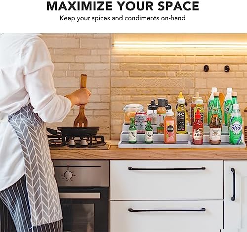 CiWiVOKi 3 Tier Expandable Spice Rack Organizer, Adjustable Length 14.6In-25.8In