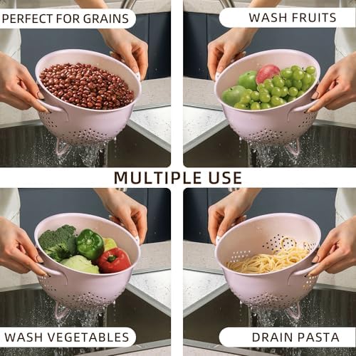 Metal Colander 5 Quart Powder Coated Self-draining Metal Strainer