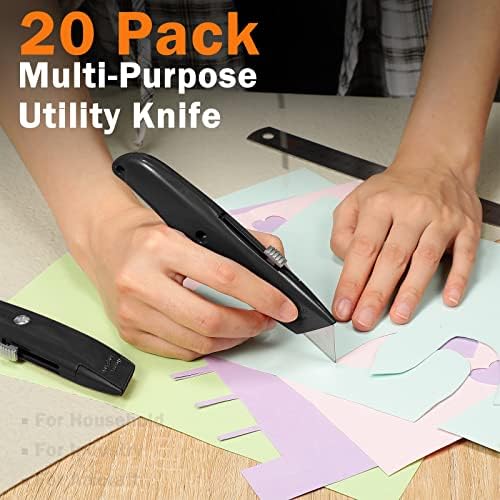 Reginary 20 Pcs Box Cutter Bulk Retractable Utility Knife