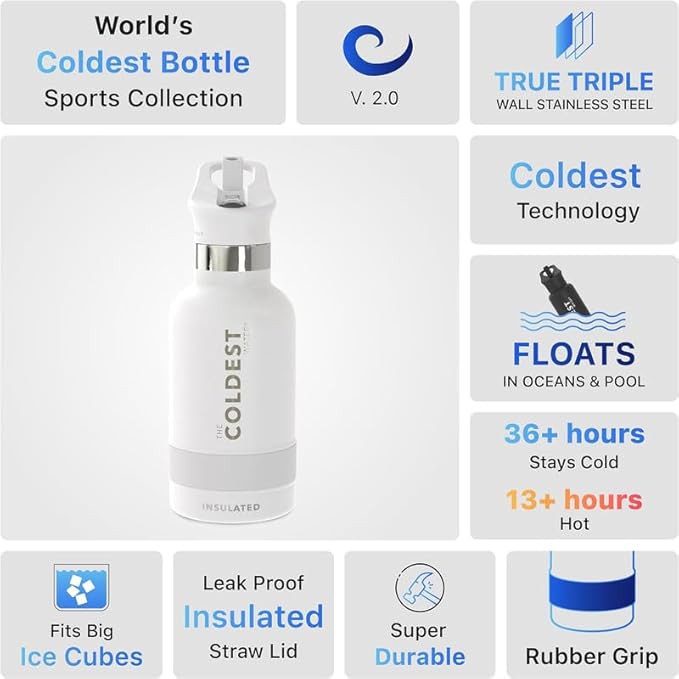 Coldest Insulated Water Bottle with Straw Lid - Stainless Steel Metal Insulated Bottle for Men & Women (Mars Red Glitter, 40 oz)