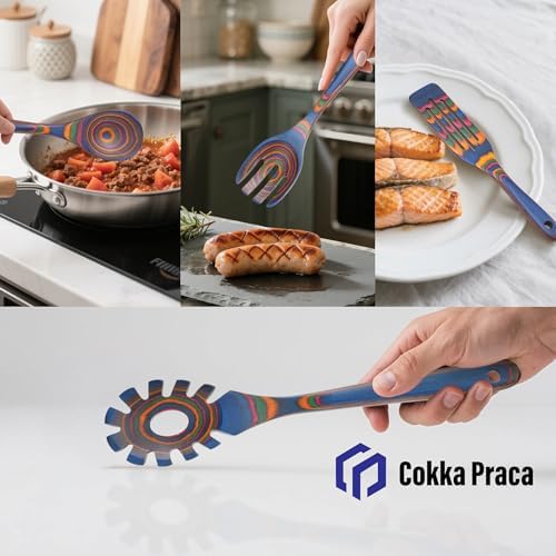6-Piece Pakkawood Cooking Utensil Set, Wooden Spoons