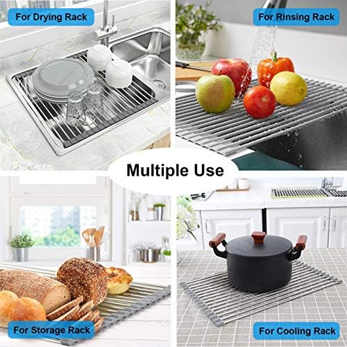 Searik Dish Drying Rack Roll Up Sink Drying Rack, Over The Sink Dish Rack
