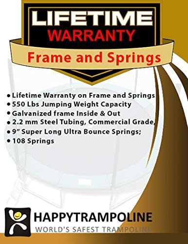 Happy Trampoline Round Trampolines 14 FT, 15 FT, 16 FT - ASTM Approved - Outdoor Gymnastic Trampolines for Adults and Kids with Net Enclosure