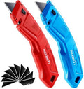 REXBETI 2-Pack Box Cutter, 2-Color Retractable Utility Knife, 12 SK2 Blades