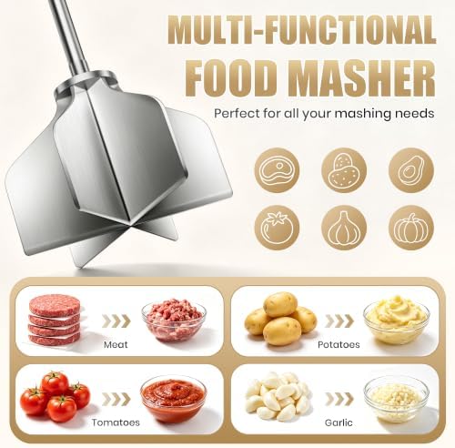 Stainless Steel Meat Masher 6 Blade Ground Beef Chopper Cooking Utensils