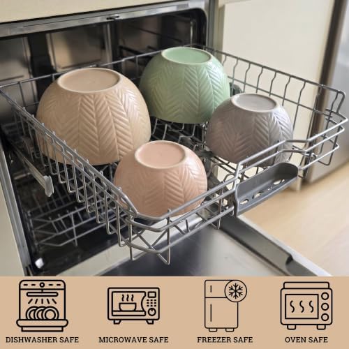Ceramic Mixing Bowls Set of 4 pcs, Colorful Nesting Bowls 5, 0.5 Qt