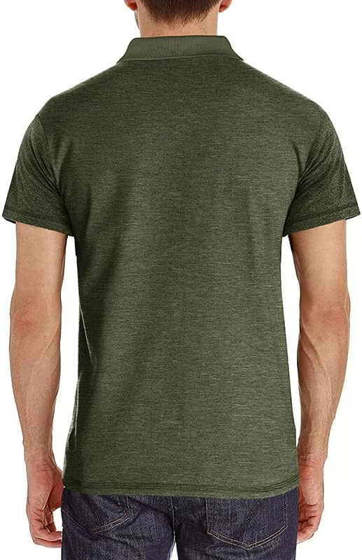 Men's Casual Polo Shirts Classic Button Basic Short Sleeve Shirt Solid Color Cotton Tees Golf Stylish Tops