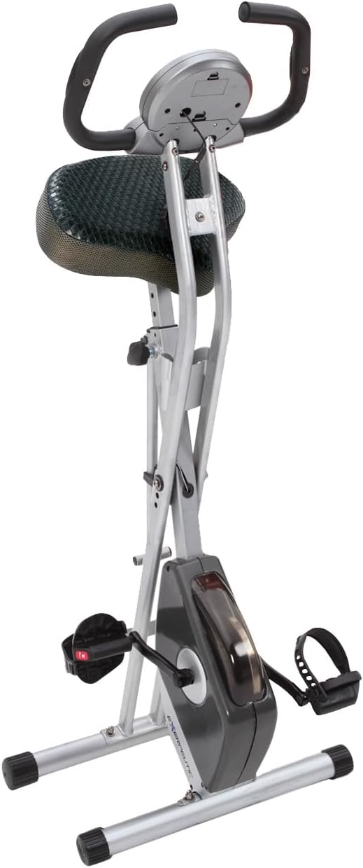 Exerpeutic Foldable Exercise Bike, 8 levels of Resistance Stationary Bicycle with Airsoft Seat, LCD Display to Track Distance, Calories, Time and Speed