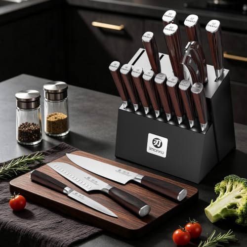 imarku 18-Piece Japanese Santoku Stainless Steel Knife Set
