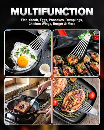 Fish Spatula Turner, Thin Slotted, Stainless Steel