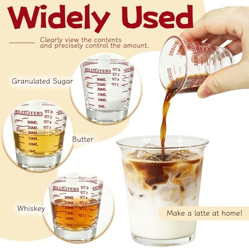 4 Pack Shot Glass Measuring Cup, Espresso Shot Glasses Liquid Heavy, Thick Base